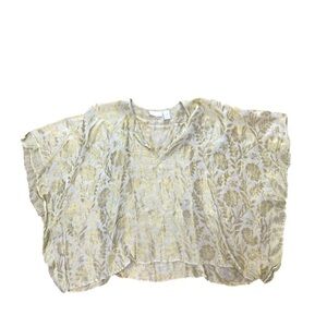 Soft Surroundings Poncho Top Metallic Gold Floral Brocade Damask Size 20-24